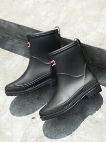 Women's Short Rain Boots, Outdoor PVC Waterproof Lightweight And Durable Rain Shoes, Simple Countryside Water Boots - Black - View 5