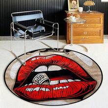 1 件优质毛绒天鹅绒和水洗面料唇形卡通设计舒适地垫/地毯，适合客厅、卧室和其他区域室内使用 - 彩色 - 查看 7