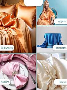 1pc Beige Solid Satin Fabric For DIY Hanfu Lining, Costume Lining, Gift Box Lining Suitable For Wedding, Birthday Party, Room Decoration