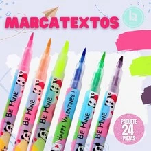BUYTITI Package With 24 Fluorescent Double Tip Text Marking Kits With 6 Different Colors B-10023YG-PACKAGE-24PCS - 彩色 - 查看 1