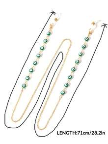 1 件时尚个性化魔鬼眼金属眼镜链，中性风格眼镜，眼镜链，太阳镜链，老花镜链，悬挂防滑，防丢失眼镜链，面罩固定器，学校 - 多色 - 查看 9