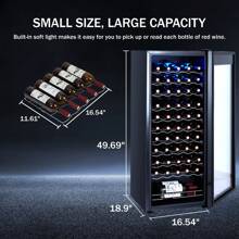 Wine Fridge, 55 Bottles Wine Cooler Refrigerator Built-In Or Freestanding, Wine Refrigerator With Double-Layered Glass Door - màu đen - Xem 6