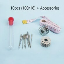 100 قطعة إبر ماكينة خياطة وملحقاتها ، تناسب جميع ماكينات الخياطة مثل سنجر وبرذر وجانوم وفارماكس ، بمقاسات إبر HAX1 65/9 ، 75/11 ، 90/14 ، 100/16 ، 110/18 (ألوان وأنماط عشوائية لصندوق التخزين والمسطرة)