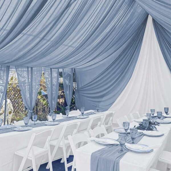 6 Panels Ceiling Drapes 5ftx10ft Wedding Ceiling Drapes Chiffon Fabric Arch Draping Sheer Curtains Soft Drapery Draping Wedding Ceiling Decorations For Party Ceremony Stage Swag