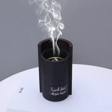 Đèn đốt hương liệu bằng nhựa vân gỗ thời trang sáng tạo, giá đỡ hương trang trí nhà cửa - màu đen - Xem 2