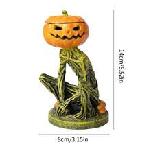 1 cái Giá nến bí ngô kinh dị Halloween Trang trí bằng nhựa, Dùng cho phòng khách, quầy bar, nhà hàng, tiệc tùng, để bàn, quà tặng ngày lễ, đồ trang trí Halloween, đồ trang trí nhà cửa Tiệc Halloween - Nhiều màu - Xem 3