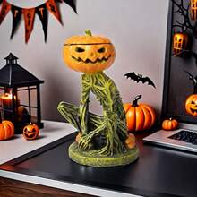 1 cái Giá nến bí ngô kinh dị Halloween Trang trí bằng nhựa, Dùng cho phòng khách, quầy bar, nhà hàng, tiệc tùng, để bàn, quà tặng ngày lễ, đồ trang trí Halloween, đồ trang trí nhà cửa Tiệc Halloween - Nhiều màu - Xem 2