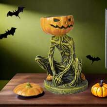 1 cái Giá nến bí ngô kinh dị Halloween Trang trí bằng nhựa, Dùng cho phòng khách, quầy bar, nhà hàng, tiệc tùng, để bàn, quà tặng ngày lễ, đồ trang trí Halloween, đồ trang trí nhà cửa Tiệc Halloween - Nhiều màu - Xem 6