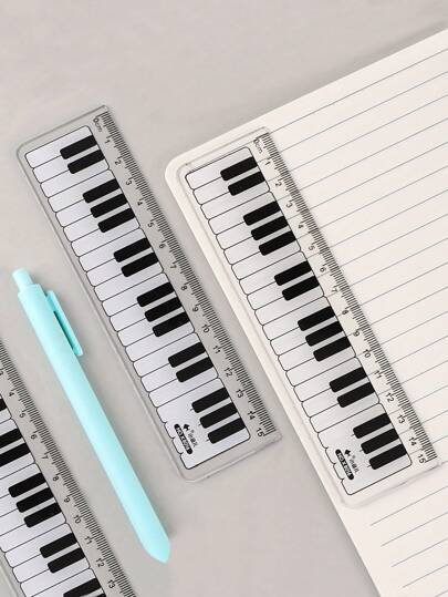 Régua de Piano de 15cm/5,91in com Padrão de Notas Musicais para Piano, Medidas, Desenho e Artigos de Papelaria para Volta às Aulas, Réguas