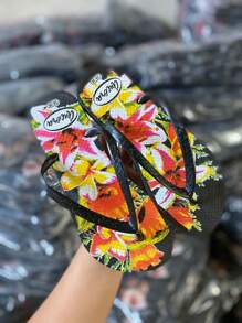 Kit 2 Pairs Flip Flop Sandals For Adult Women Flat Soft Beach Casual Printed Lightweight Comfortable Slim Day To Day And Summer Customized Launch - 黑與白 - 查看 2