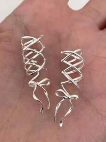 Kẹp tai Ribbon Aesthetics dành cho nữ, Kẹp tai thiết kế nơ cổ điển/sang trọng/thẩm mỹ/tinh tế, Khuyên tai tối giản thời trang, thời trang và dễ thương, không xỏ khuyên, Kẹp tai nơ ruy băng, Phụ kiện tai cho nữ - Nhiều màu - Xem 11