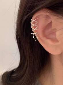 Kẹp tai Ribbon Aesthetics dành cho nữ, Kẹp tai thiết kế nơ cổ điển/sang trọng/thẩm mỹ/tinh tế, Khuyên tai tối giản thời trang, thời trang và dễ thương, không xỏ khuyên, Kẹp tai nơ ruy băng, Phụ kiện tai cho nữ - Nhiều màu - Xem 7