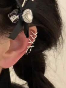 Kẹp tai Ribbon Aesthetics dành cho nữ, Kẹp tai thiết kế nơ cổ điển/sang trọng/thẩm mỹ/tinh tế, Khuyên tai tối giản thời trang, thời trang và dễ thương, không xỏ khuyên, Kẹp tai nơ ruy băng, Phụ kiện tai cho nữ - Nhiều màu - Xem 5