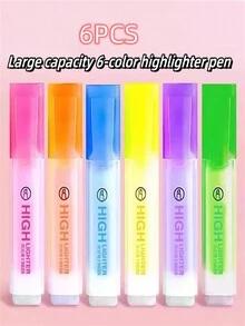 6PCS Deli S628 Marker Pen, Highlighter, Rough Marking Key Points, Taking Notes, Students Use Colored Pens For School - Multicolor - View 2