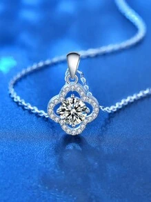 LOVESSOM قلادة سلسلة عظم الترقوة هدية للمناسبات الخاصة 925 فضة إسترليني قلادة شبه حجر كريم مواسيت على شكل أربعة أوراق شبكية صيف موسم المدرسة عيد الميلاد هدية حفل الزفاف خطوبة عروس مجوهرات هدية للزوجة صديقة عزيزة صديقة عيد ميلاد سنوي