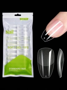 120片/150片杏仁形全覆盖雕塑软胶美甲贴纸，预成型，家用DIY及美甲沙龙适用，按压式美甲贴片 - 無色 - 查看 11