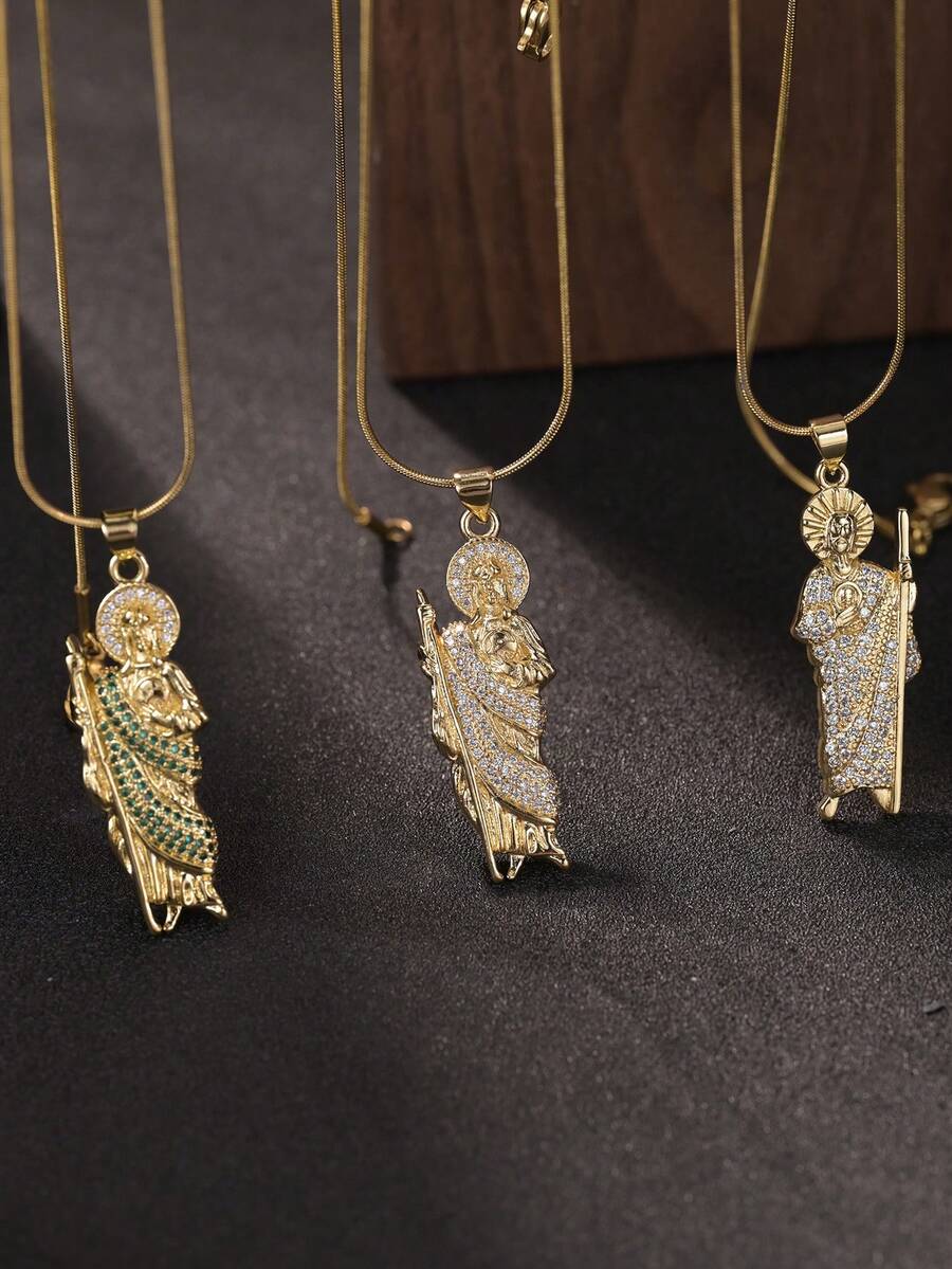 1 Pc Gree St.Jude Necklace Saint Jude  Style Chain - Gold - View 1