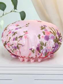 1pc Elastic Waterproof Shower Cap, Double Layer Cute Shower Cap For Kids, Waterproof - Multicolor - View 7