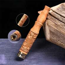 Handmade Wooden Smoking Pipe With Detachable Filters, Intricate Carved Design - Durable Wooden Pipe For Personal Use, Unique Gift For Friends And Family - Multicolor - View 1