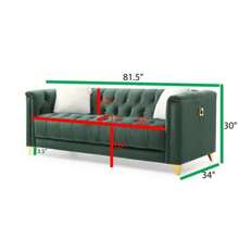 Russell Tufted Upholstery Sofa Finished In Velvet Fabric In Green - 大型組合沙發 - 查看 7