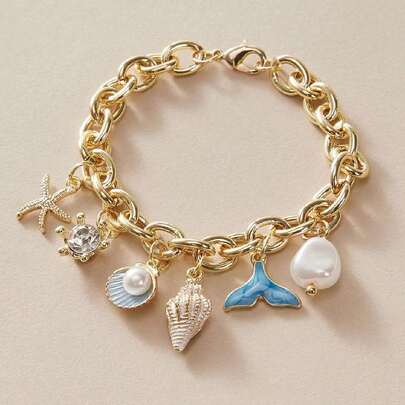 1 chiếc vòng tay đuôi tiên cá hình sao biển lãng mạn mùa hè, quà tặng tuyệt vời cho bé gái, con gái và cháu gái, trở lại trường