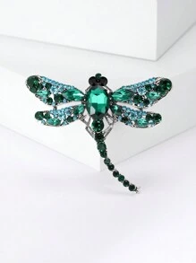 1Pc Fashion Rhinestone Dragonfly Brooch Insect Pin Suitable For Daily Wear By Women - Green - View 9