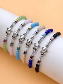 LORRILIA 12 件祈福健康长寿龟水晶赤铁矿手链好运符乌龟手绳家庭共享套装首饰批发 - 彩色 - 查看 5