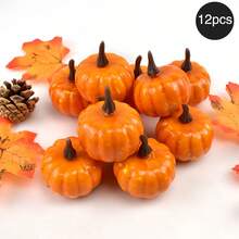 12pcs Artificial Mini Pumpkins For Halloween Pumpkin Wreath Decorations - Yellow - View 6