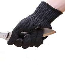 Par Guantes Proteccion Anticorte Hilo Acero Inoxidable, 1 Par De Guantes Resistentes A Cortes De Malla De Acero Inoxidable, Guante De Malla Metálica Para Carnicero, Para Cortar Carne, Procesamiento De Alimentos, Afilar Cuchillos, Descascarar Ostras - Negro - Ver 5