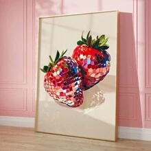 1PC Disco Strawberries Art Print | Wall Art Poster | Glam Disco Ball Red Strawberries | Preppy | | Dorm Room | Valentine Art | Posters For Living Room, Bed Room,Canvas - Multicolor - View 1