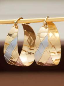 1pair Classical 3 Color Rounds Hoop Earring Gold Gold Stud Earrings Fashion Jewelry Lover Earrings Party Jewelry Birthday Gift - Hoa tai - Xem 1
