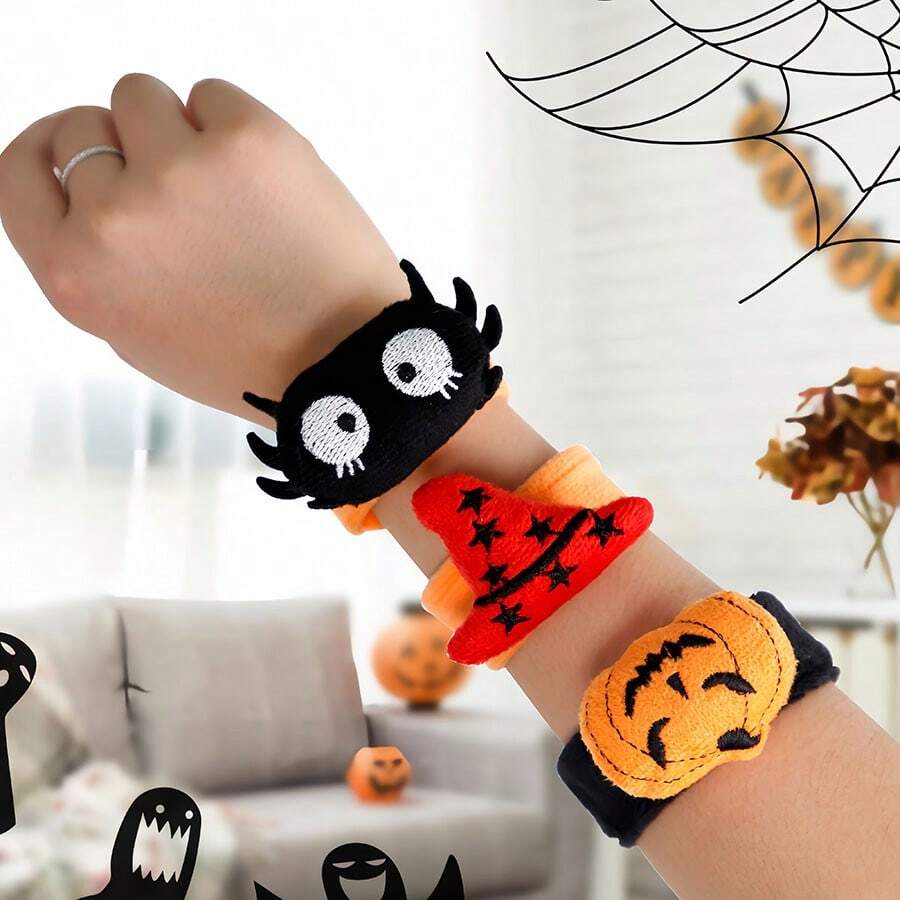 1pc  Halloween Decorations, Pop Rings, Ghost Parties, Party Costumes, Props, Pumpkin Spiders, Wristbands - Multicolor - View 1