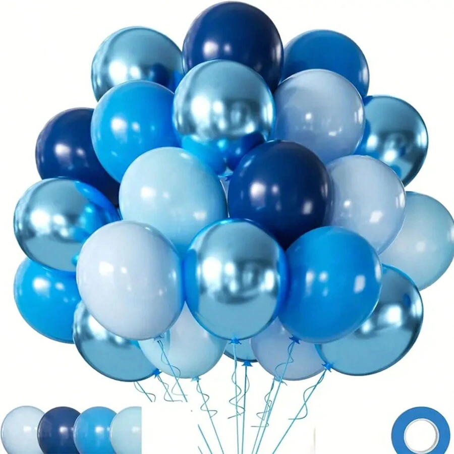 45 unidades Globos de látex azules redondos de 10 pulgadas, excelentes para cumpleaños, graduación, boda, decoración de fiestas - Globos decorativos para fiestas de todas las temporadas, Navidad