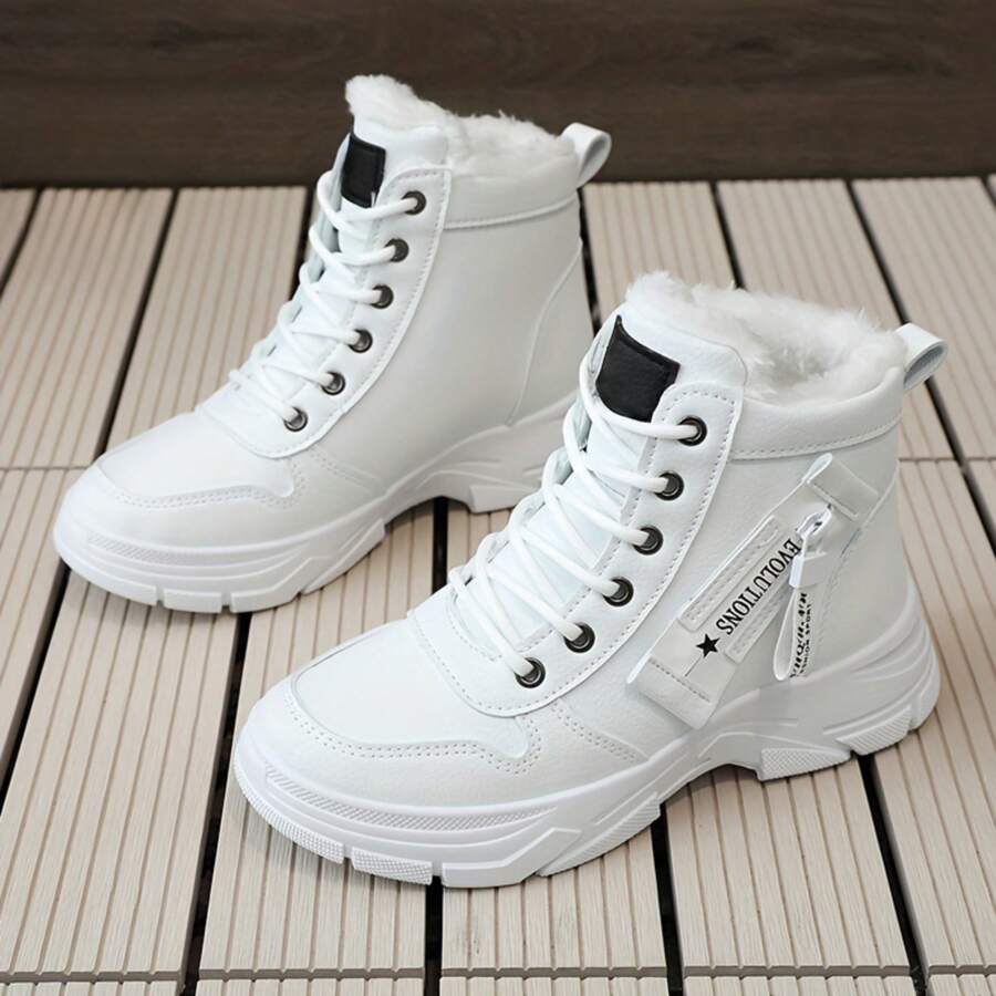 Women's Snow Boots Warm Winter BootsWaterproof Comfortable Combat Boots - 白色 - 查看 1