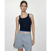 Mango 女士 Stripe-P 牛仔短裤 - 藍色 - 查看 6