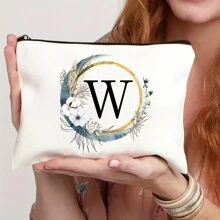 Nécessaire Personalizado com Coroa de Flores Boêmia e Monograma, Bolsa de Presente Personalizada, Necessaire de Cosméticos Fofo, Adequado para Casamento, Aniversário, Festival, Presente Ideal para Mulheres, Mães, Professoras, Amigas, Damas de Honra, Necessaire Escolar, Suprimentos Escolares, Organizador de Cosméticos, Itens de Quarto, Bolsas de Maquiagem, Organizador de Maquiagem, Armazenamento de Maquiagem, Nécessaire de Maquiagem