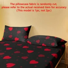 1 件简约现代心形几何爱心黑色图案水洗枕套、卧室拉链开合柔软枕套、床上用品 - 彩色 - 查看 6