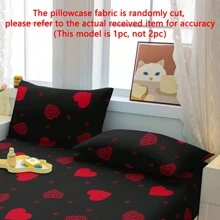 1 件简约现代心形几何爱心黑色图案水洗枕套、卧室拉链开合柔软枕套、床上用品 - 彩色 - 查看 4