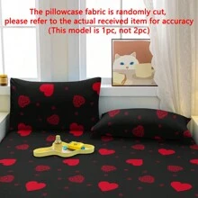 1 件简约现代心形几何爱心黑色图案水洗枕套、卧室拉链开合柔软枕套、床上用品 - 彩色 - 查看 5