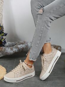 2024 New Soft & Comfortable Lace-Up Sports Shoes, Fashionable Skin-Friendly & Abrasion Resistant Casual Sneakers - Apricot - View 1