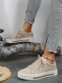2024 New Soft & Comfortable Lace-Up Sports Shoes, Fashionable Skin-Friendly & Abrasion Resistant Casual Sneakers - Apricot - View 2