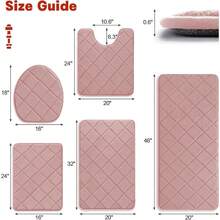 Pink Bathroom Rugs Set 5 Piece, Soft Non Slip Memory Foam Bath Mat, Machine Wash Bathroom Mat Set, Water Absorbent Bath Mats For Toilet And Floor (Pink) - 粉色 - 查看 5