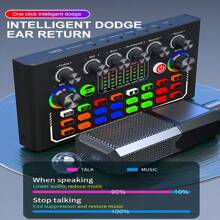 F009 专业无线直播音频卡设备 蓝牙连接 BM-800 麦克风套装 DJ 音控设备 音频混音器带声音转换器/混音器控制 直播增添氛围 网络直播设备 用于音乐唱歌游戏直播 - F009 單獨設備 - 查看 9