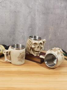 骷髅形不锈钢杯，万圣节骷髅设计马克杯，独特家居装饰，婚礼派对礼品和摄影道具万圣节派对 - 彩色 - 查看 6