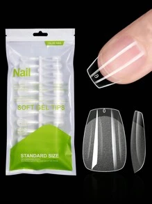 120片/150片杏仁形全覆盖雕塑软胶美甲贴纸，预成型，家用DIY及美甲沙龙适用，按压式美甲贴片 - 無色 - 查看 14