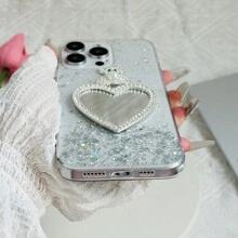 1pc Pink Starry Glitter Rhinestone Teddy Bear Heart Design Phone Case Compatible With IPhone 15 Pro Max, 14 Pro Max, 13 Pro Max, 12 Pro Max, 11 Pro Max, XS Max, Compatible With Samsung S23, S22, S21, Compatible With OPPO A54, Compatible With Vivo Y21, Compatible With Redmi Note 9, Compatible With Huawei P50,International Version, Not The Domestic Version - Pink - View 8