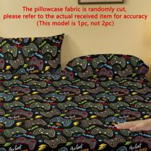 1pc Minimalist Modern "Best Player" Printed Washed Pillowcase, Bedroom Pocket Closure Soft Pillow Cover, Bedding - Multicolor - View 7