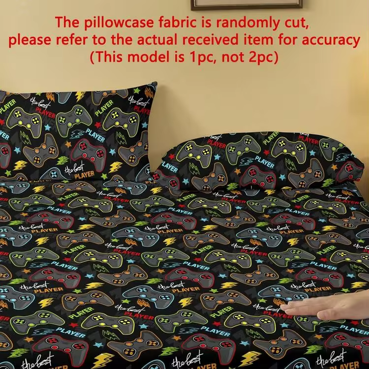 1pc Minimalist Modern "Best Player" Printed Washed Pillowcase, Bedroom Pocket Closure Soft Pillow Cover, Bedding - Multicolor - View 6