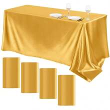 Elegant White Satin Tablecloth: Perfect For Wedding Receptions, Parties And Home Decoration - Rectangular, Woven, Soft And Shiny - Multicolor - View 13