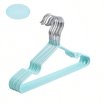Set De 10 Ganchos Para Ropa, Metal Y Pvc